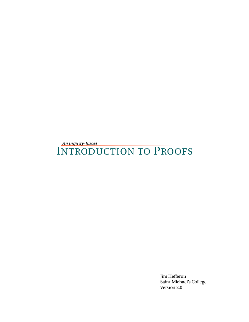 cover of Introduction to Proofs by Hefferon